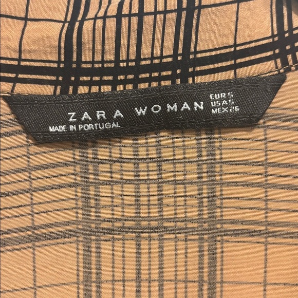 Zara Tan and Black Plaid Shirt - Picture 2 of 10